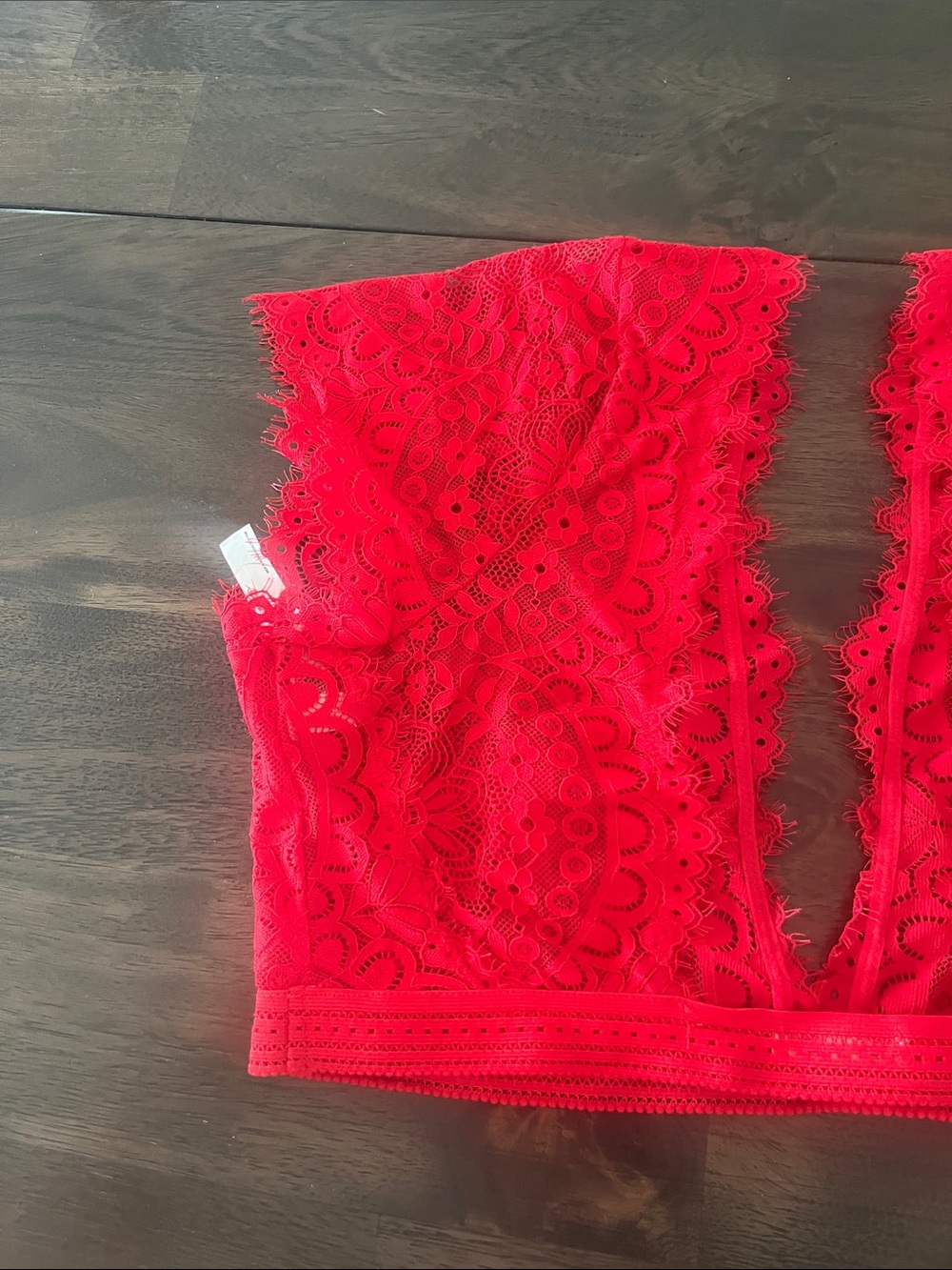 Free People Large Red Lace Plunge Bralette Top free people intimately like new - Picture 7 of 13